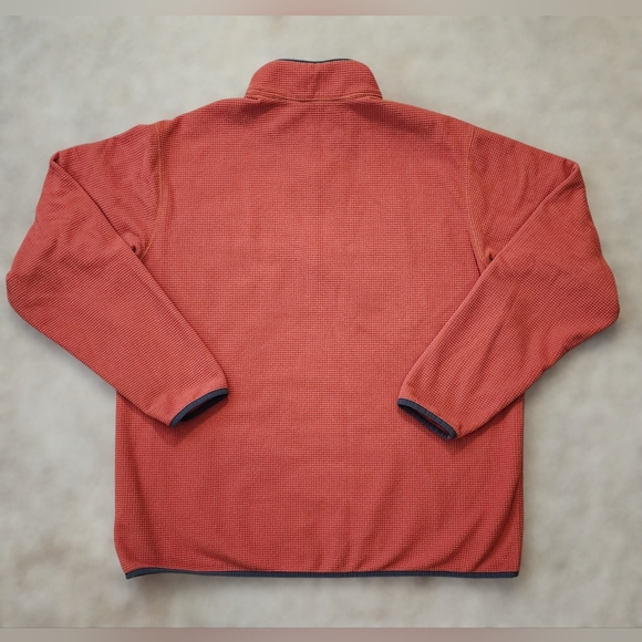 Eddie Bauer Men's XL Tall Quarter-Zip Fleece Pullover Waffle Knit Orange/Rust - Picture 4 of 9
